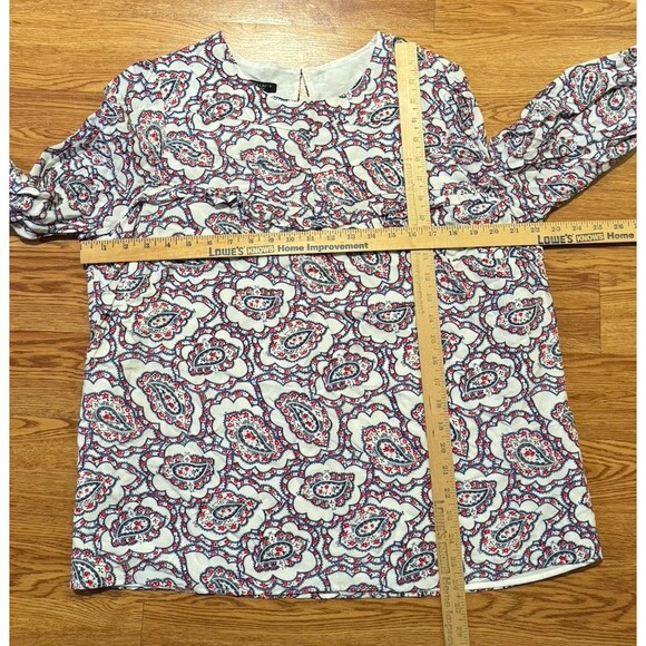 Talbots Paisley Printed Tiered Ruffle Front Blouse Size 1X Red White Blue Plus - Picture 12 of 12